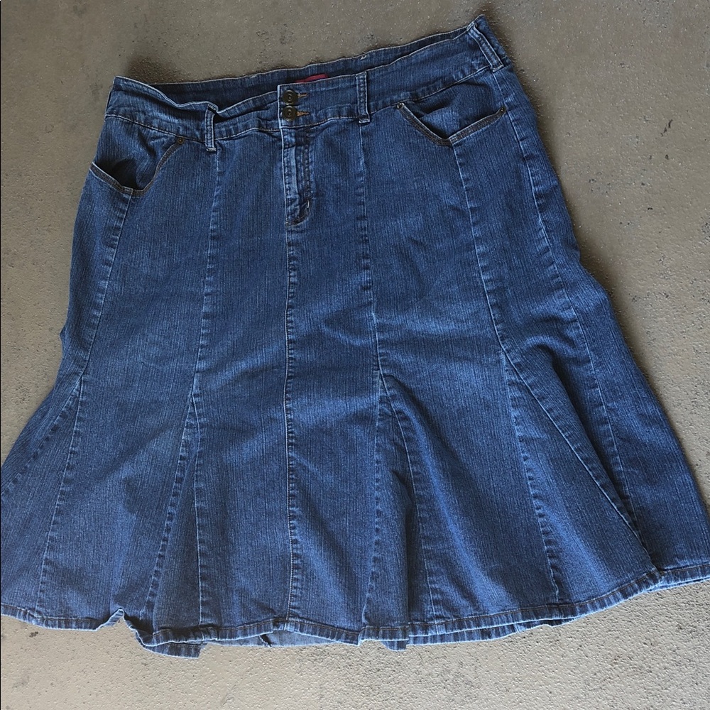 Westport Denim A-Line Panel Skirt in Blue